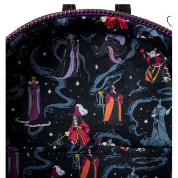 NWT Loungefly Disney Villains  Iridescent All-Over Print Mini Backpack - Picture 4 of 4